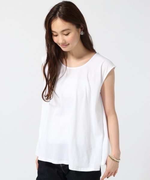 GLOBAL WORK（グローバルワーク）の「オーガニックAラインノースリーブ/709717（Tシャツ/カットソー・レディース・ホワイト/レッド/ダークグレー/ダークブルー/グレー/ライトブルー・MEDIUM/LARGE）」の2枚目の写真