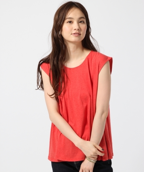 GLOBAL WORK（グローバルワーク）の「オーガニックAラインノースリーブ/709717（Tシャツ/カットソー・レディース・ホワイト/レッド/ダークグレー/ダークブルー/グレー/ライトブルー・MEDIUM/LARGE）」の14枚目の写真