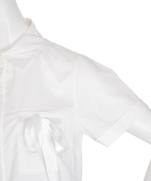 merry jenny（メリージェニー）の「リボンシャツ（シャツ/ブラウス・レディース・ブラック/オフホワイト/ピンク・FREE）」の8枚目の写真