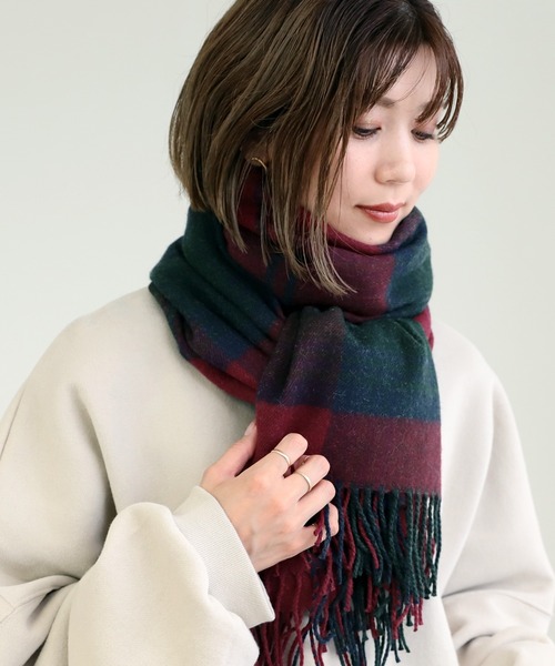 reca(レカ)の「チェック柄大判ストール(ストール/スヌード)」|レッド系その他2