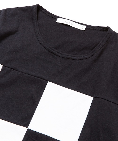 rehacer STAND(レアセルスタンド)の「Flower Checker Cutsew Made in Japan(Tシャツ/カットソー・メンズ・ブラック/ホワイト・LARGE/SMALL/MEDIUM)」の7枚目の写真