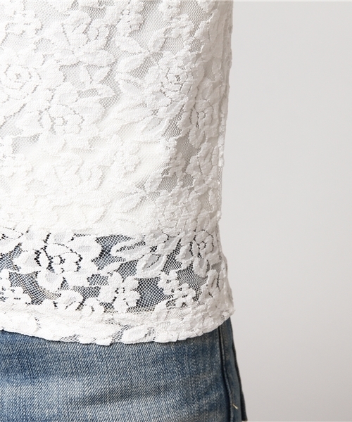 dazzlin（ダズリン）の「ハイネックレースノースリトップス（シャツ/ブラウス・レディース・ブラウン/ピンク/ブラック/マスタード/オフホワイト・FREE）」の12枚目の写真