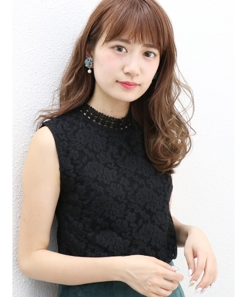 dazzlin（ダズリン）の「ハイネックレースノースリトップス（シャツ/ブラウス・レディース・ブラウン/ピンク/ブラック/マスタード/オフホワイト・FREE）」の2枚目の写真