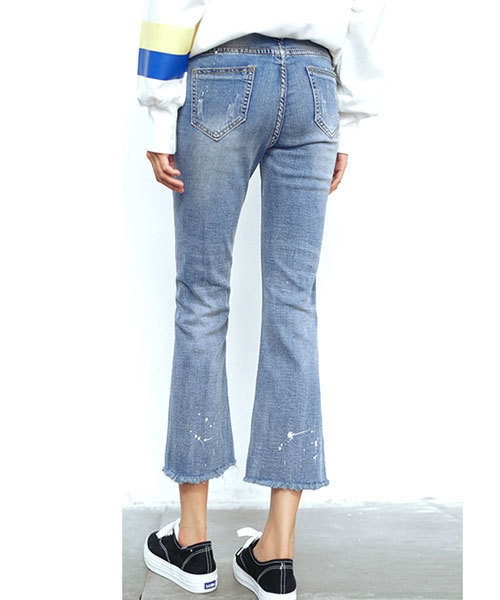 classicalelf（クラシカルエルフ）の「ダメージハイウエストデニム（デニムパンツ・レディース・ライトブルー・28/29/25/26/27/30/31）」の5枚目の写真