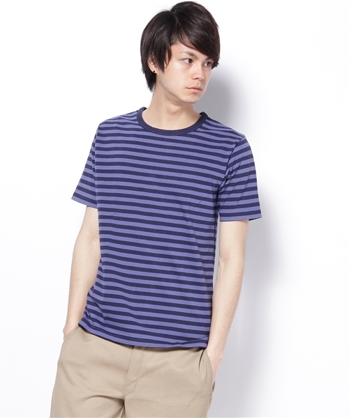 BEAUTY&YOUTH UNITED ARROWS(ビューティーアンドユースユナイテッドアローズ)の「BY ボーダー クルーネック S/SL◆(Tシャツ/カットソー・メンズ・ブラック/オレンジ/ライム/ロイヤルブルー/パープル・LARGE/MEDIUM/SMALL/X-LARGE)」の4枚目の写真