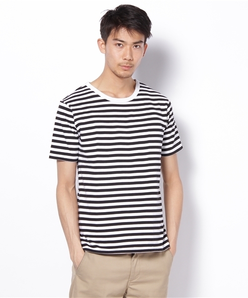 BEAUTY&YOUTH UNITED ARROWS(ビューティーアンドユースユナイテッドアローズ)の「BY ボーダー クルーネック S/SL◆(Tシャツ/カットソー・メンズ・ブラック/オレンジ/ライム/ロイヤルブルー/パープル・LARGE/MEDIUM/SMALL/X-LARGE)」の2枚目の写真