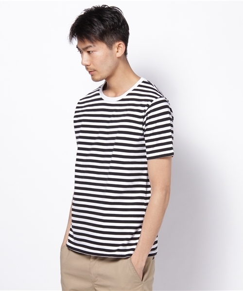 BEAUTY&YOUTH UNITED ARROWS(ビューティーアンドユースユナイテッドアローズ)の「BY ボーダー クルーネック S/SL◆(Tシャツ/カットソー・メンズ・ブラック/オレンジ/ライム/ロイヤルブルー/パープル・LARGE/MEDIUM/SMALL/X-LARGE)」の6枚目の写真
