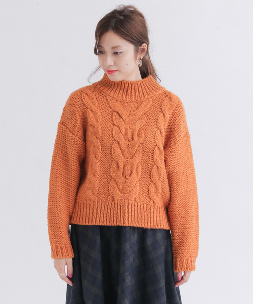 URBAN RESEARCH Sonny Label（アーバンリサーチサニーレーベル）の「ケーブルハンドニット（ニット/セーター・レディース・ブラック/オフホワイト/オレンジ・FREE）」の6枚目の写真