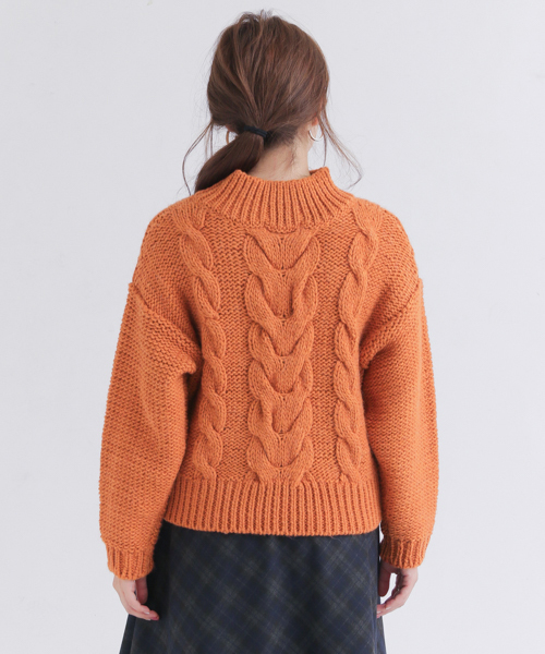 URBAN RESEARCH Sonny Label（アーバンリサーチサニーレーベル）の「ケーブルハンドニット（ニット/セーター・レディース・ブラック/オフホワイト/オレンジ・FREE）」の4枚目の写真