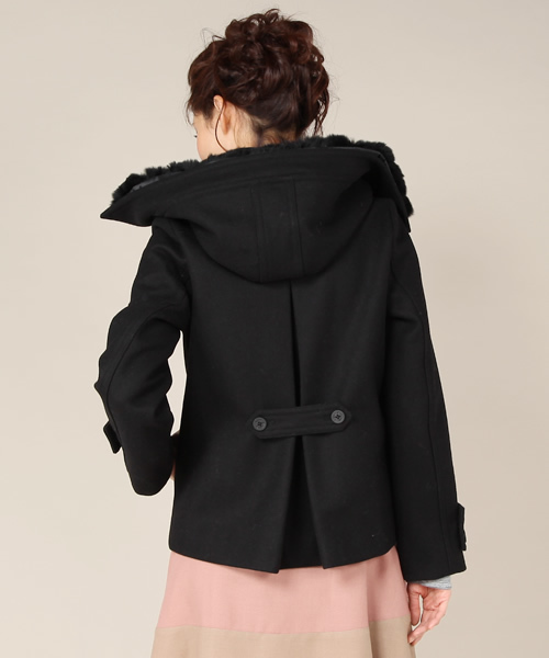 And A（アンドエー）の「フード付きPコート（ピーコート・レディース・ブラック/ベージュ/ネイビー・38）」の8枚目の写真