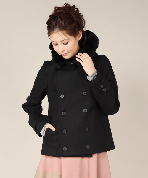 And A（アンドエー）の「フード付きPコート（ピーコート・レディース・ブラック/ベージュ/ネイビー・38）」の9枚目の写真