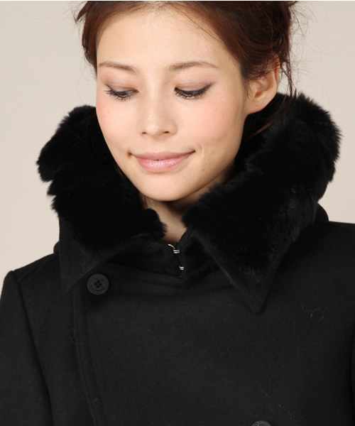 And A（アンドエー）の「フード付きPコート（ピーコート・レディース・ブラック/ベージュ/ネイビー・38）」の11枚目の写真