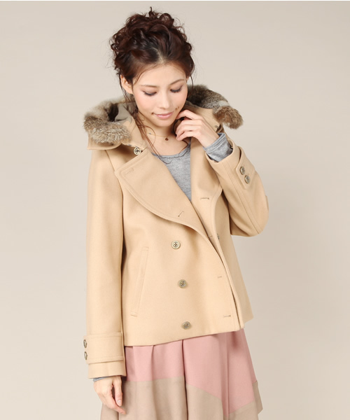 And A（アンドエー）の「フード付きPコート（ピーコート・レディース・ブラック/ベージュ/ネイビー・38）」の13枚目の写真