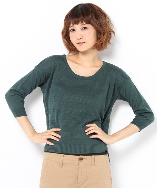 ROPE' PICNIC（ロペピクニック）の「綿アクリルラーベン柄スリットプルオーバー（ニット/セーター・レディース・サンドベージュ/グリーン/ネイビー・38）」の3枚目の写真