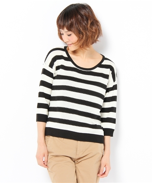 ROPE' PICNIC（ロペピクニック）の「綿アクリルラーベン柄スリットプルオーバー（ニット/セーター・レディース・サンドベージュ/グリーン/ネイビー・38）」の2枚目の写真