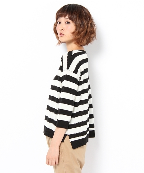 ROPE' PICNIC（ロペピクニック）の「綿アクリルラーベン柄スリットプルオーバー（ニット/セーター・レディース・サンドベージュ/グリーン/ネイビー・38）」の4枚目の写真