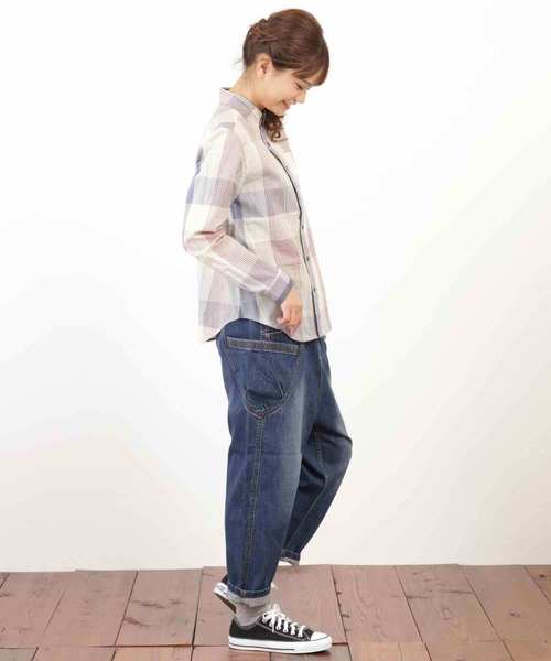 CUBE SUGAR(キューブシュガー)の「タテスラブ先染めチェックレギュラーシャツ(シャツ/ブラウス・レディース・ホワイト/ネイビー/ライトグレー/マルチ・M)」の18枚目の写真