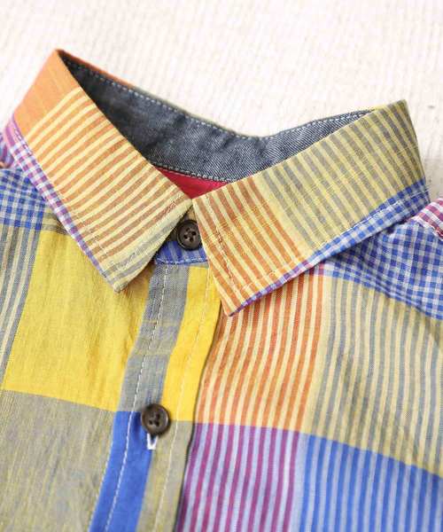 CUBE SUGAR(キューブシュガー)の「タテスラブ先染めチェックレギュラーシャツ(シャツ/ブラウス・レディース・ホワイト/ネイビー/ライトグレー/マルチ・M)」の10枚目の写真