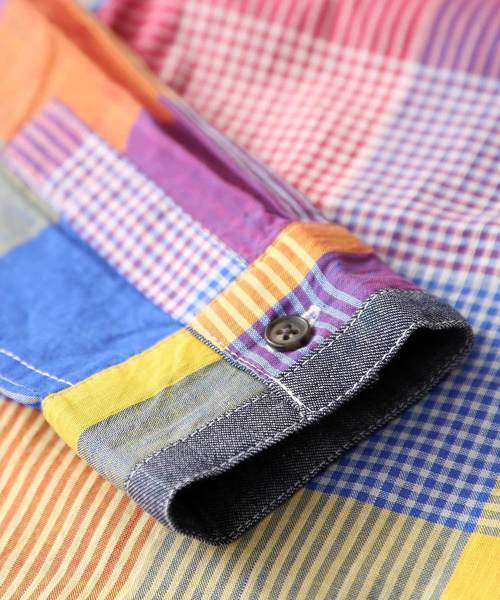 CUBE SUGAR(キューブシュガー)の「タテスラブ先染めチェックレギュラーシャツ(シャツ/ブラウス・レディース・ホワイト/ネイビー/ライトグレー/マルチ・M)」の9枚目の写真