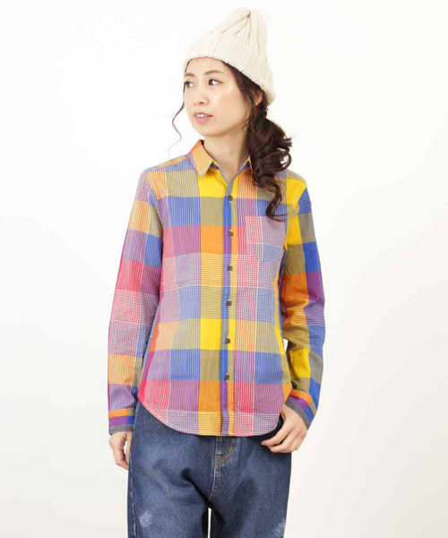 CUBE SUGAR(キューブシュガー)の「タテスラブ先染めチェックレギュラーシャツ(シャツ/ブラウス・レディース・ホワイト/ネイビー/ライトグレー/マルチ・M)」の21枚目の写真