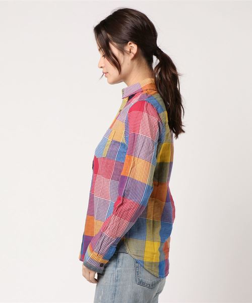 CUBE SUGAR(キューブシュガー)の「タテスラブ先染めチェックレギュラーシャツ(シャツ/ブラウス・レディース・ホワイト/ネイビー/ライトグレー/マルチ・M)」の17枚目の写真