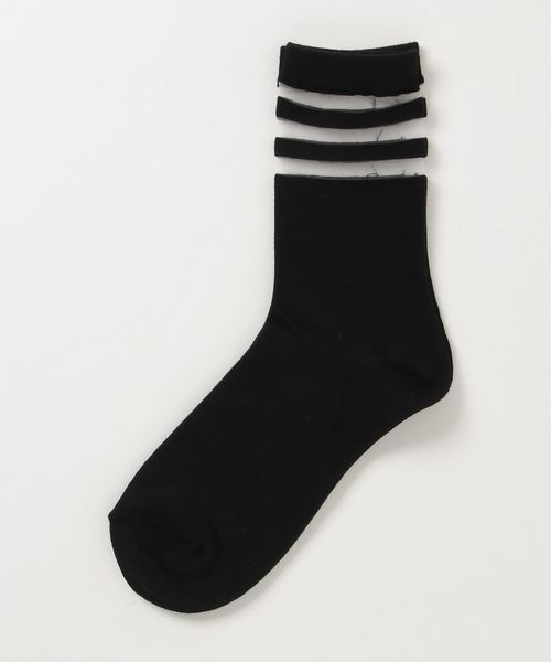 WEGO（ウィゴー）の「WEGO/ラインシースルーソックス（ソックス/靴下・レディース・ブラック/ホワイト・FREE）」の2枚目の写真