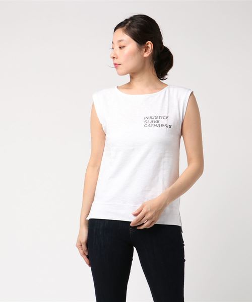 VENCEEXCHANGE（ヴァンスエクスチェンジ）の「ロゴノースリTシャツ  （Tシャツ/カットソー・レディース・ホワイト/チャコールグレー/その他28・M）」の8枚目の写真