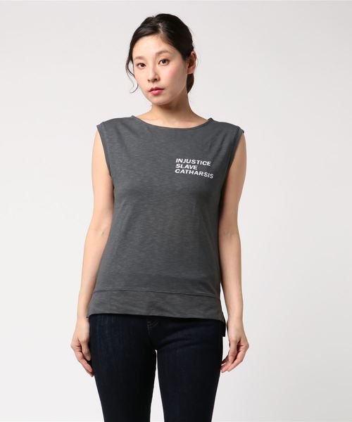 VENCEEXCHANGE（ヴァンスエクスチェンジ）の「ロゴノースリTシャツ  （Tシャツ/カットソー・レディース・ホワイト/チャコールグレー/その他28・M）」の6枚目の写真