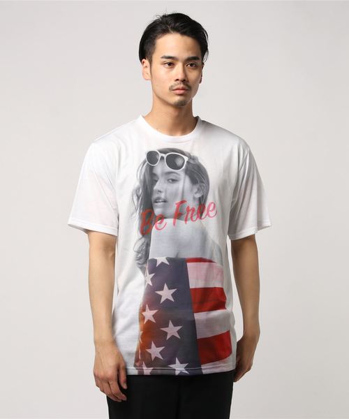 JACKROSE(ジャックローズ)の「転写フラッグ・ロックTシャツ(Tシャツ/カットソー・メンズ・ホワイト×ブラック/ホワイト×レッド・M/L)」の2枚目の写真