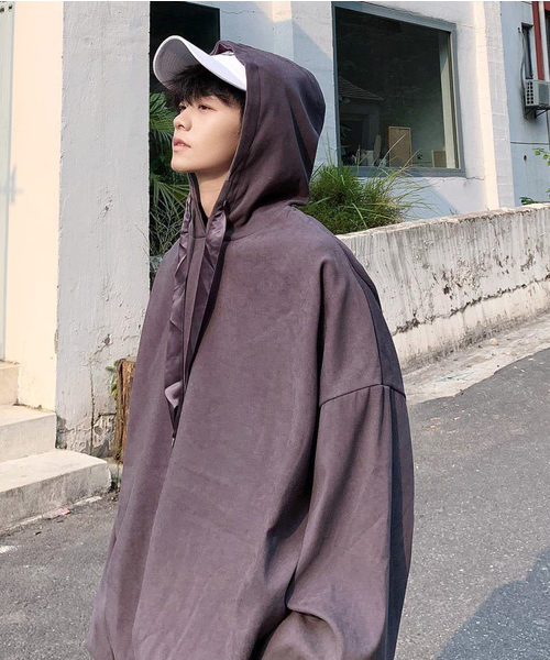 neos（ネオス）の「【neos -addictive design-】ピーチスキン ビッグシルエット プルオーバー パーカー（パーカー・メンズ・チャコールグレー/ブラック/ベージュ/グレイッシュブルー/ピンクベージュ/ブラウン・MEDIUM/LARGE/X-LARGE）」の11枚目の写真