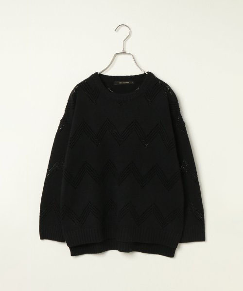 VENCEEXCHANGE（ヴァンスエクスチェンジ）の「柄編みゆるニット（ニット/セーター・レディース・ホワイト/ブラック/パープル・M）」の2枚目の写真