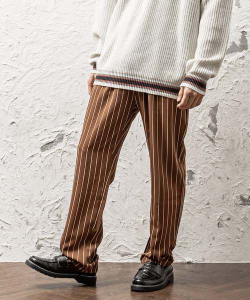 MinoriTY（マイノリティ）の「ワイドテーパードパンツ/ストライプ（スラックス・メンズ・ネイビー/ブラウン/ブラック系その他/グレー系その他/ブルー系その他・M/L/XL）」の4枚目の写真