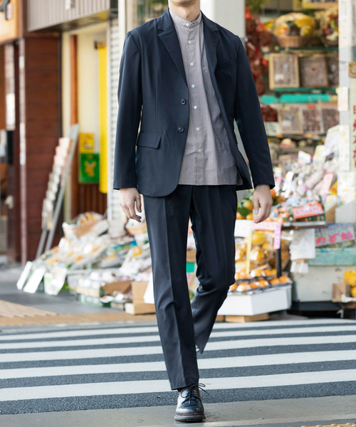 ADAM ET ROPE'（アダムエロペ）の「ポリエステルストレッチイージージャケット（テーラードジャケット・メンズ・ブラック/グリーン系その他/ネイビー・S/M/L）」の3枚目の写真