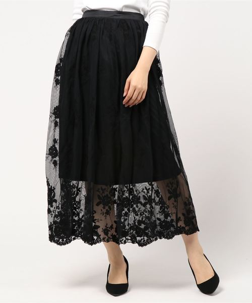 LOWRYS FARM（ローリーズファーム）の「２ＷＡＹレースマキシスカート　825270（スカート・レディース・オフホワイト/ブラック/ブラウン・FREE）」の13枚目の写真