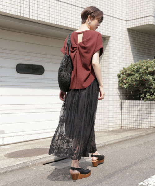 LOWRYS FARM（ローリーズファーム）の「２ＷＡＹレースマキシスカート　825270（スカート・レディース・オフホワイト/ブラック/ブラウン・FREE）」の16枚目の写真