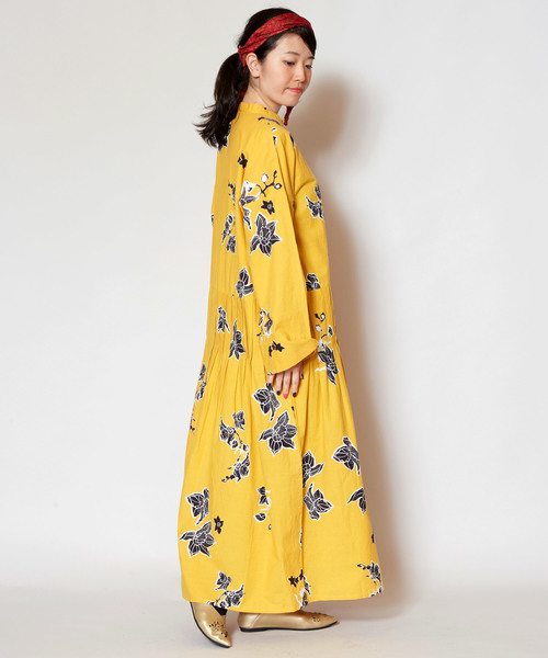 チャイハネ（チャイハネ）の「【チャイハネ】オリエンタルフラワーロングワンピース（ワンピース・レディース・グリーン/レッド/イエロー・FREE）」の4枚目の写真