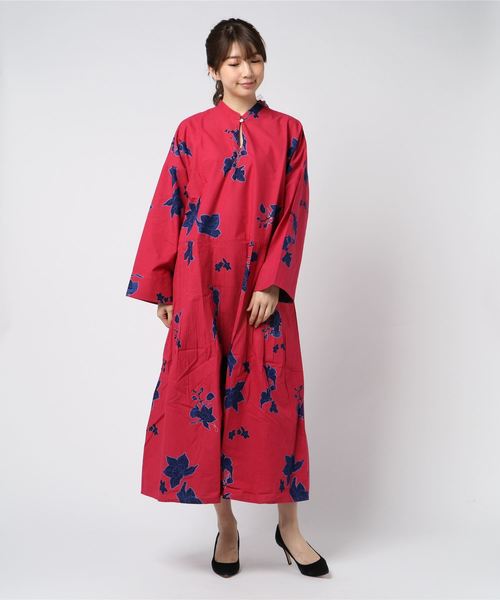 チャイハネ（チャイハネ）の「【チャイハネ】オリエンタルフラワーロングワンピース（ワンピース・レディース・グリーン/レッド/イエロー・FREE）」の9枚目の写真