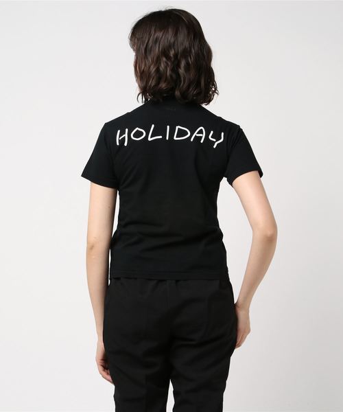 HOLIDAY（ホリデイ）の「SUPER FINE PACK T-SHIRT（BACK HOLIDAY）スーパーファインパックTシャツ（バックホリデイ）（Tシャツ/カットソー・レディース・ブラック/ホワイト・BOY/XL）」の5枚目の写真