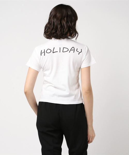 HOLIDAY（ホリデイ）の「SUPER FINE PACK T-SHIRT（BACK HOLIDAY）スーパーファインパックTシャツ（バックホリデイ）（Tシャツ/カットソー・レディース・ブラック/ホワイト・BOY/XL）」の3枚目の写真