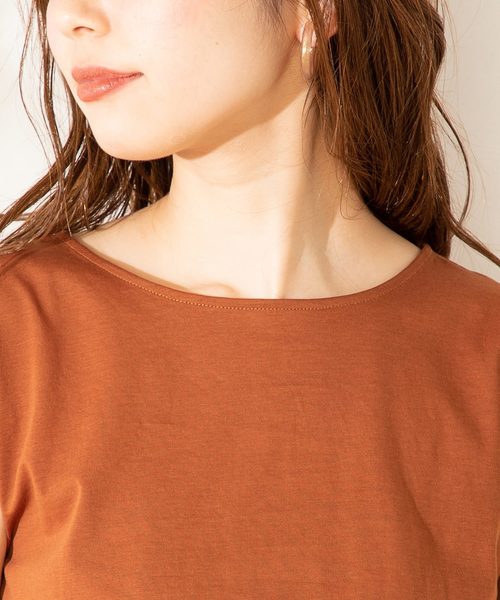 natural couture（ナチュラルクチュール）の「裾シャーリングショートシルケットTシャツ（Tシャツ/カットソー・レディース・ブラック/ベージュ/パープル/キャメル・FREE）」の14枚目の写真