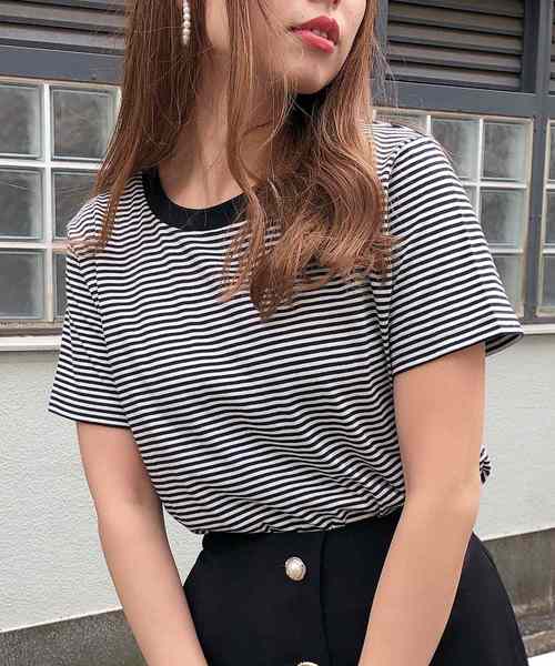 one after another NICE CLAUP（ワンアフターアナザーナイスクラップ）の「シンプルボーダーTシャツ（Tシャツ/カットソー・レディース・ホワイト系その他/ブラック系その他/ブラウン系その他/ブルー系その他・FREE）」の2枚目の写真