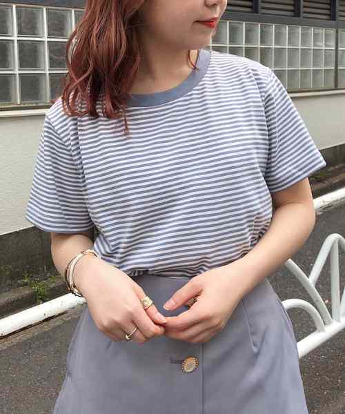 one after another NICE CLAUP（ワンアフターアナザーナイスクラップ）の「シンプルボーダーTシャツ（Tシャツ/カットソー・レディース・ホワイト系その他/ブラック系その他/ブラウン系その他/ブルー系その他・FREE）」の4枚目の写真