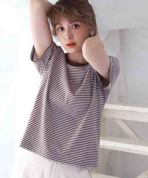 one after another NICE CLAUP（ワンアフターアナザーナイスクラップ）の「シンプルボーダーTシャツ（Tシャツ/カットソー・レディース・ホワイト系その他/ブラック系その他/ブラウン系その他/ブルー系その他・FREE）」の20枚目の写真