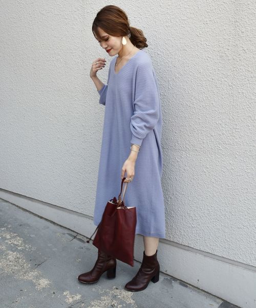 SHIPS(シップス)の「ホールガーメントVネックワンピース◇(ワンピース・レディース・ブラック/グレー/ダークラベンダー・ONE SIZE)」の10枚目の写真