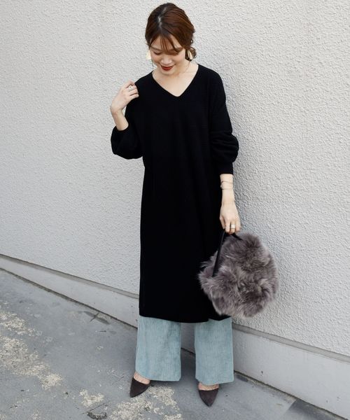 SHIPS(シップス)の「ホールガーメントVネックワンピース◇(ワンピース・レディース・ブラック/グレー/ダークラベンダー・ONE SIZE)」の17枚目の写真