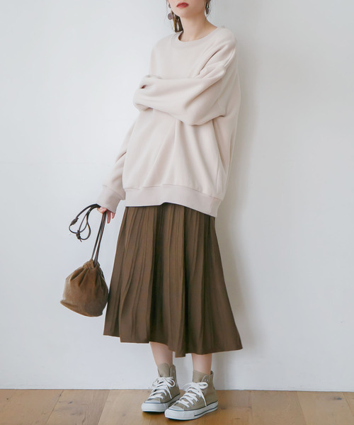 rectangle（レクタングル）の「リブニットフレアースカート（スカート・レディース・ベージュ/オレンジ/ブラウン/アイボリー/ブラック・FREE）」の9枚目の写真