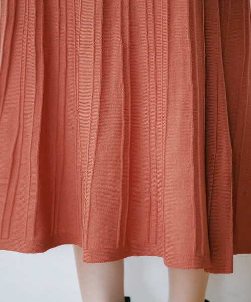 rectangle（レクタングル）の「リブニットフレアースカート（スカート・レディース・ベージュ/オレンジ/ブラウン/アイボリー/ブラック・FREE）」の15枚目の写真