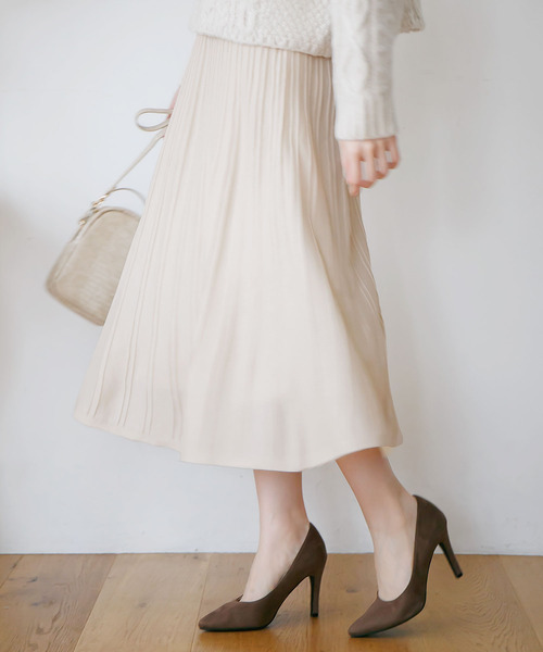 rectangle（レクタングル）の「リブニットフレアースカート（スカート・レディース・ベージュ/オレンジ/ブラウン/アイボリー/ブラック・FREE）」の18枚目の写真