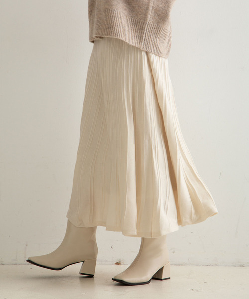 rectangle（レクタングル）の「リブニットフレアースカート（スカート・レディース・ベージュ/オレンジ/ブラウン/アイボリー/ブラック・FREE）」の22枚目の写真