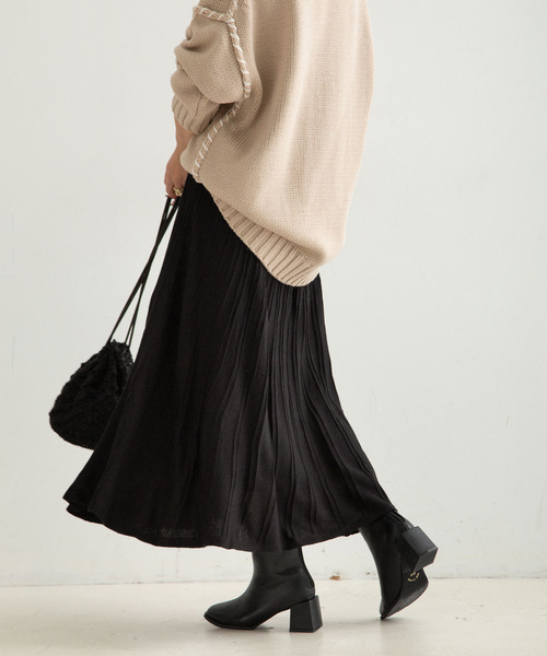 rectangle（レクタングル）の「リブニットフレアースカート（スカート・レディース・ベージュ/オレンジ/ブラウン/アイボリー/ブラック・FREE）」の20枚目の写真